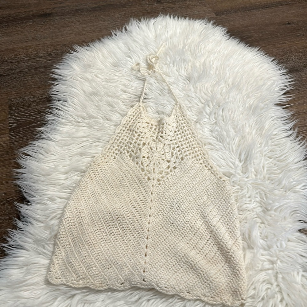 Cream American Rag crochet halter